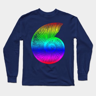 Ammonite Colorful Rainbow Fossil Design Long Sleeve T-Shirt